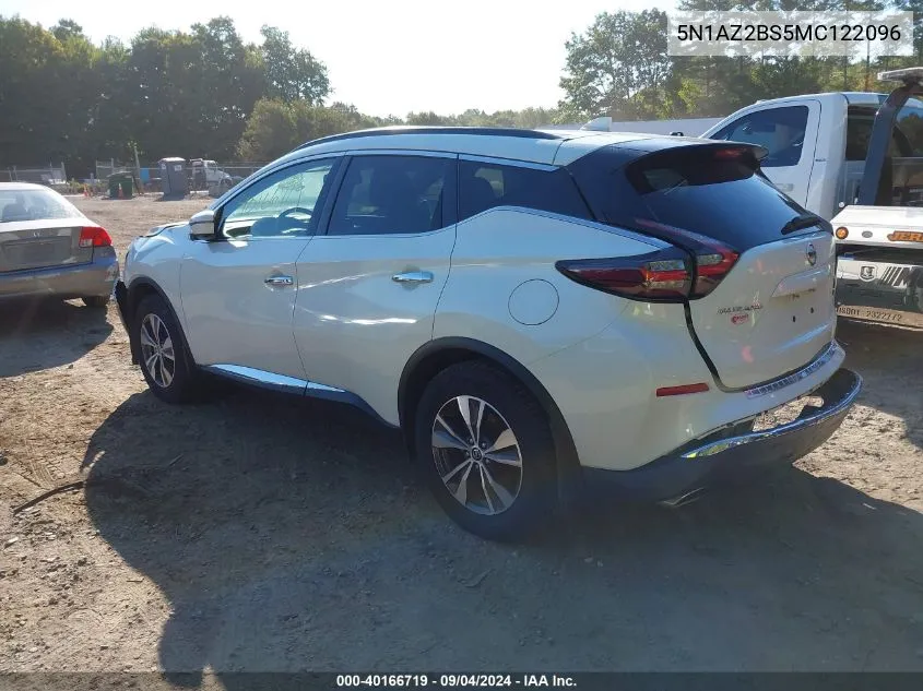 2021 Nissan Murano Sv VIN: 5N1AZ2BS5MC122096 Lot: 40166719