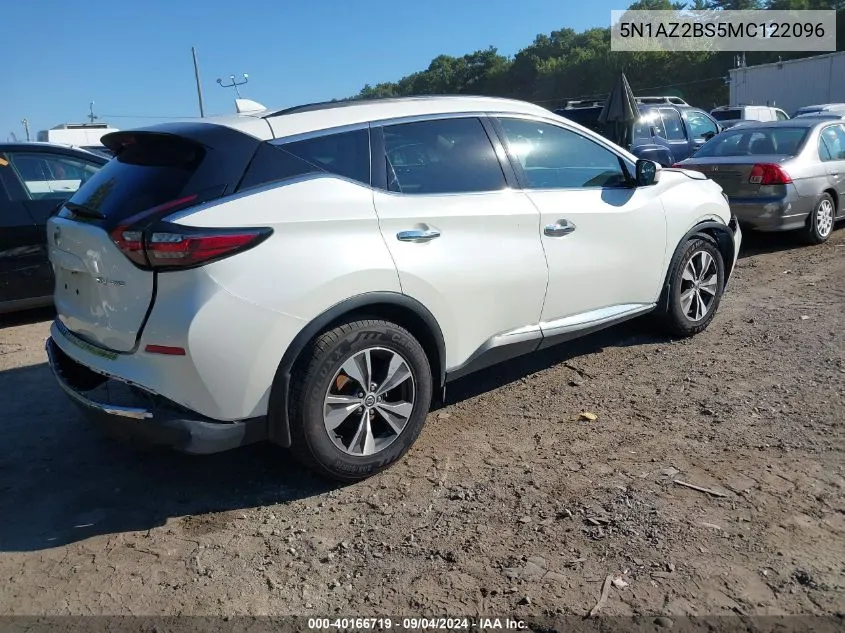 2021 Nissan Murano Sv VIN: 5N1AZ2BS5MC122096 Lot: 40166719