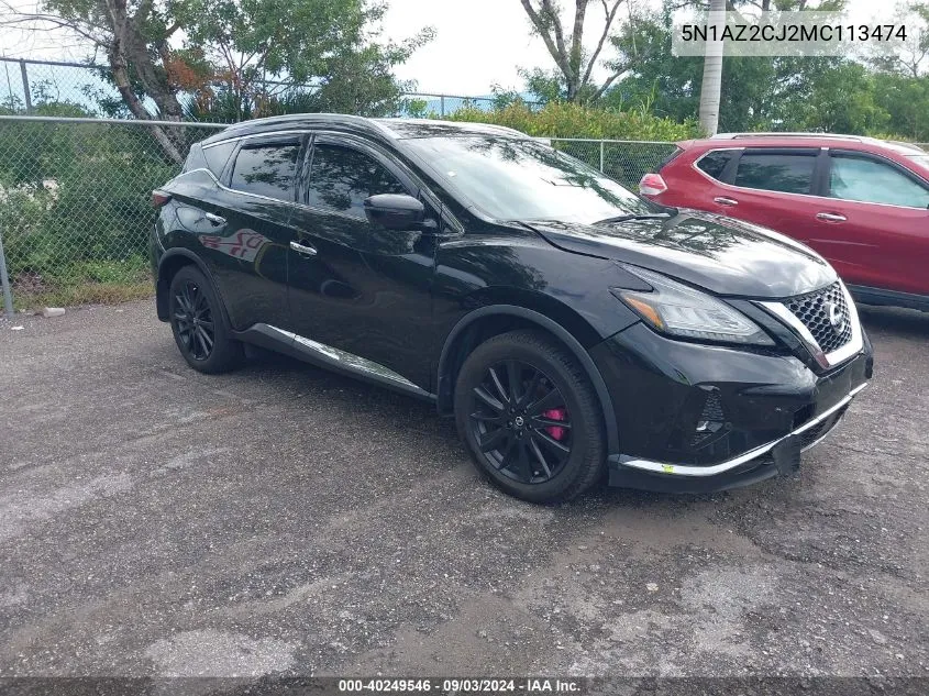 2021 Nissan Murano Sl Fwd VIN: 5N1AZ2CJ2MC113474 Lot: 40249546