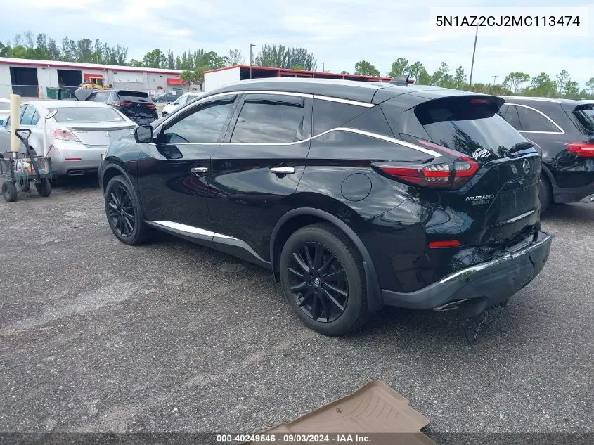 5N1AZ2CJ2MC113474 2021 Nissan Murano Sl Fwd