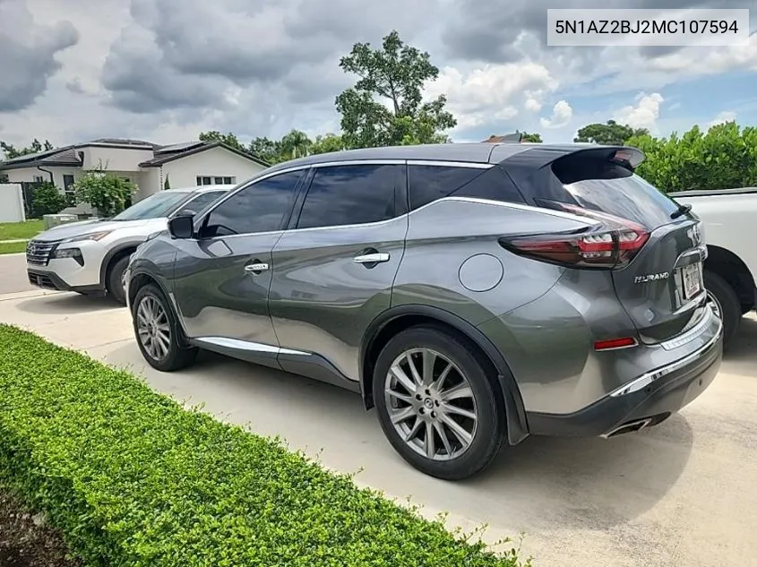 2021 Nissan Murano Sv VIN: 5N1AZ2BJ2MC107594 Lot: 40304577