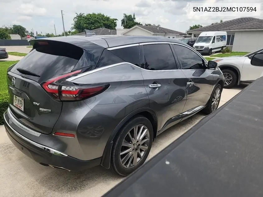 2021 Nissan Murano Sv VIN: 5N1AZ2BJ2MC107594 Lot: 40304577