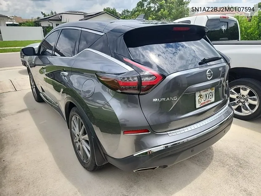 2021 Nissan Murano Sv VIN: 5N1AZ2BJ2MC107594 Lot: 40304577