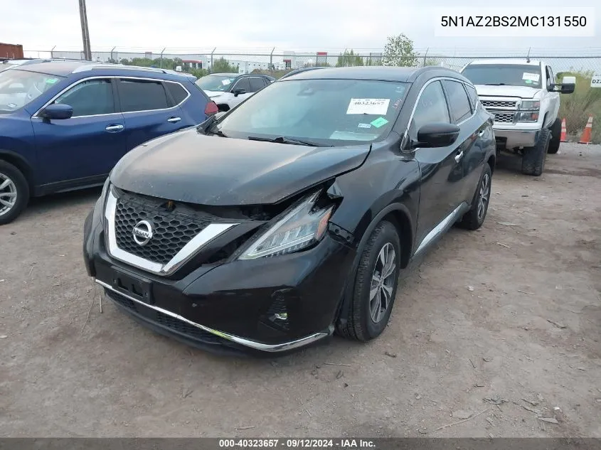 2021 Nissan Murano Sv VIN: 5N1AZ2BS2MC131550 Lot: 40323657