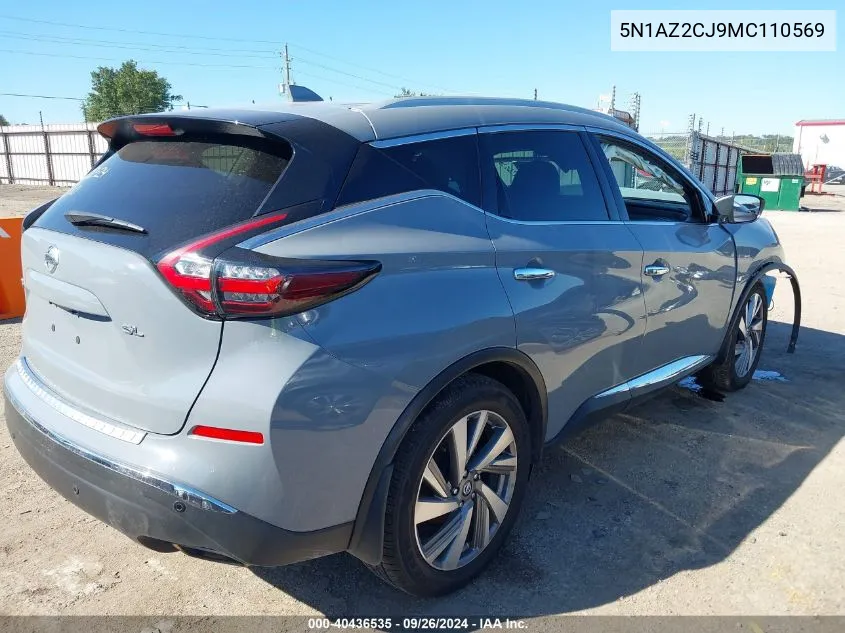 2021 Nissan Murano Sl Fwd VIN: 5N1AZ2CJ9MC110569 Lot: 40436535