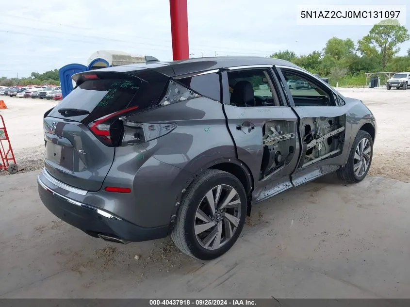 2021 Nissan Murano Sl Fwd VIN: 5N1AZ2CJ0MC131097 Lot: 40437918