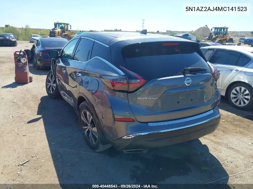 2021 Nissan Murano S VIN: 5N1AZ2AJ4MC141523 Lot: 40448543