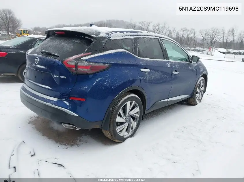 5N1AZ2CS9MC119698 2021 Nissan Murano Sl Intelligent Awd