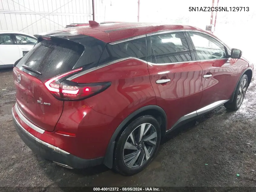 2022 Nissan Murano Sl Intelligent Awd VIN: 5N1AZ2CS5NL129713 Lot: 40012372