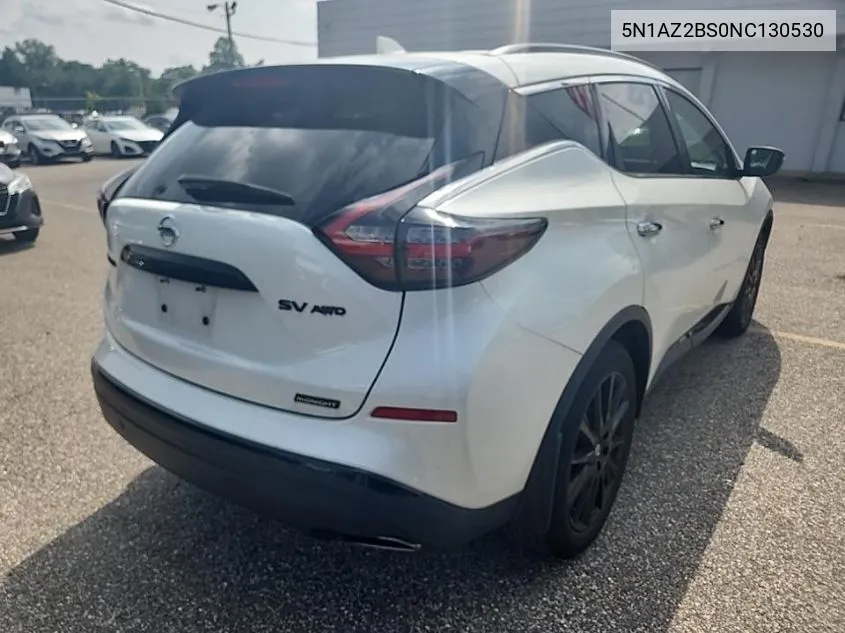 2022 Nissan Murano Sv VIN: 5N1AZ2BS0NC130530 Lot: 40036585