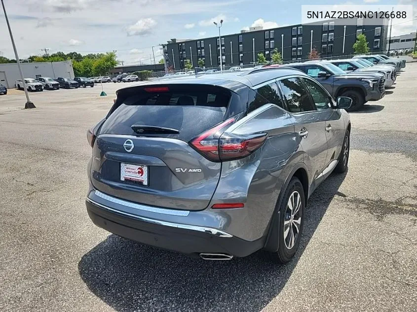 2022 Nissan Murano Sv VIN: 5N1AZ2BS4NC126688 Lot: 40036628