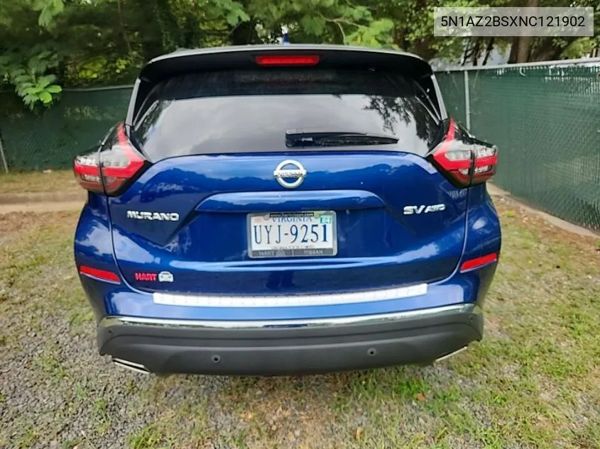 2022 Nissan Murano Sv VIN: 5N1AZ2BSXNC121902 Lot: 40049097