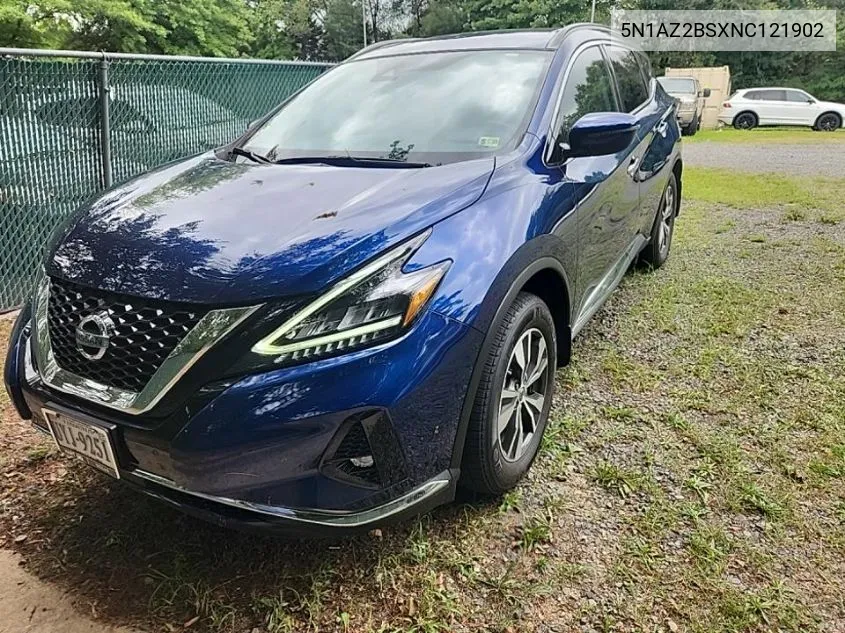 2022 Nissan Murano Sv VIN: 5N1AZ2BSXNC121902 Lot: 40049097