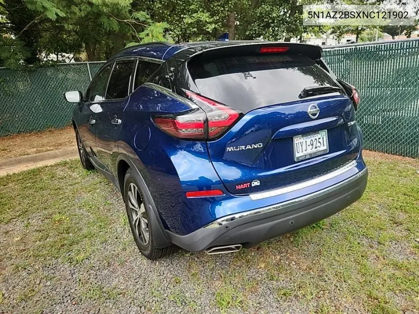 2022 Nissan Murano Sv VIN: 5N1AZ2BSXNC121902 Lot: 40049097