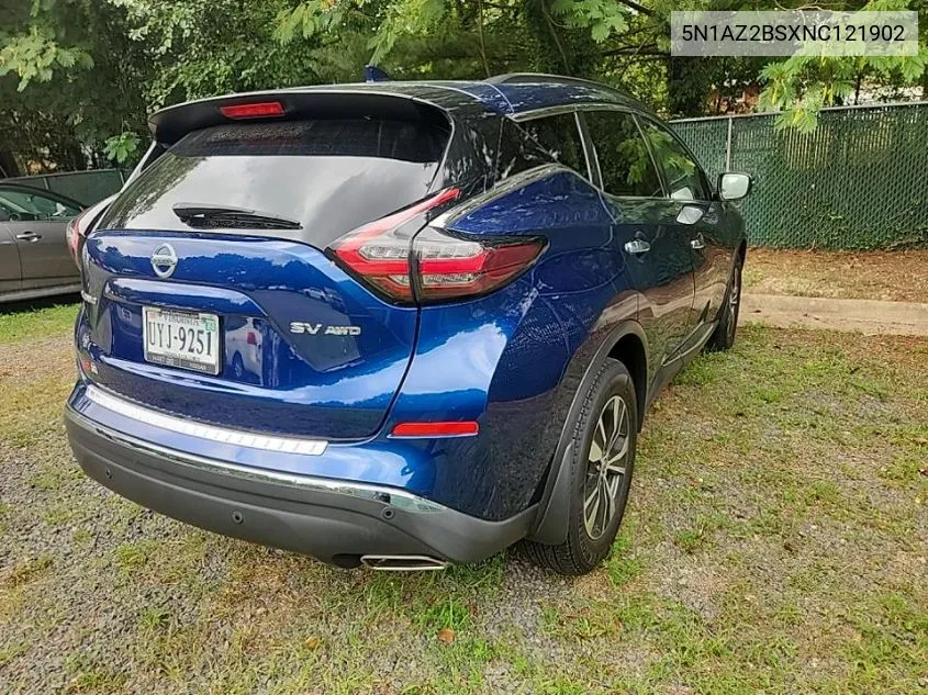 2022 Nissan Murano Sv VIN: 5N1AZ2BSXNC121902 Lot: 40049097