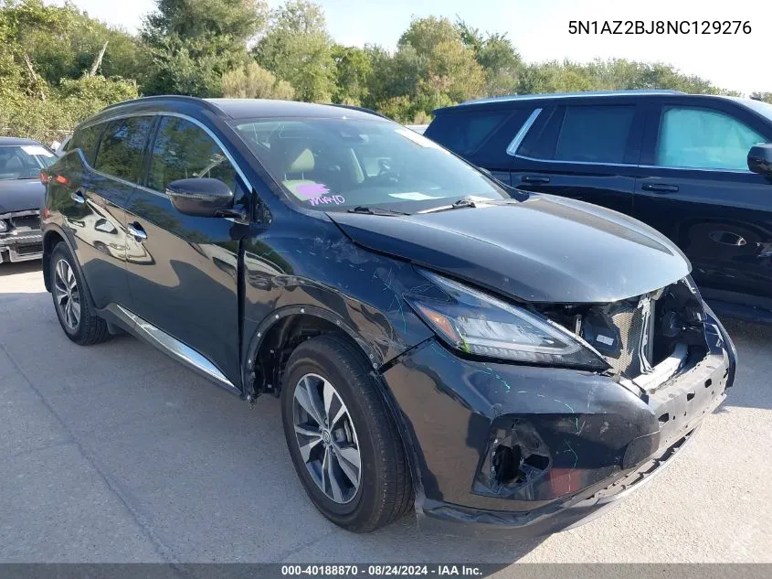 2022 Nissan Murano Sv Fwd VIN: 5N1AZ2BJ8NC129276 Lot: 40188870