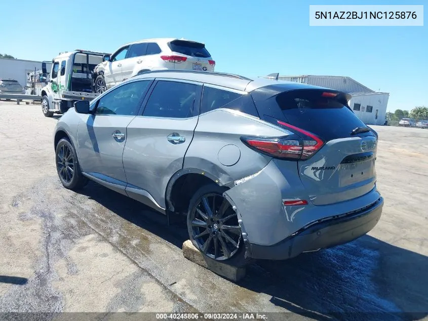 2022 Nissan Murano Sv Fwd VIN: 5N1AZ2BJ1NC125876 Lot: 40245806