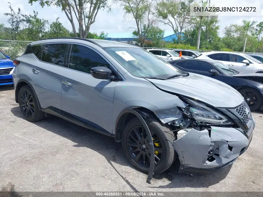 2022 Nissan Murano Sv Fwd VIN: 5N1AZ2BJ8NC124272 Lot: 40268551