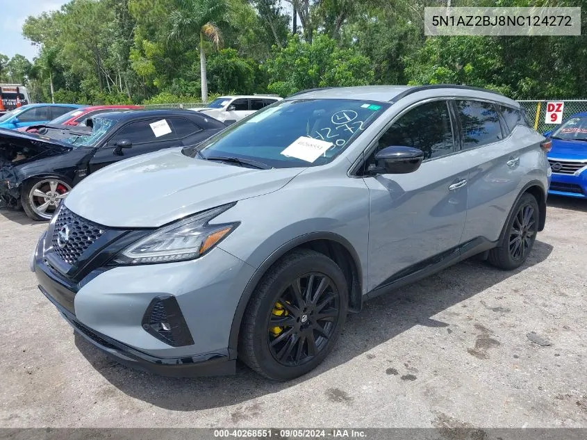 2022 Nissan Murano Sv Fwd VIN: 5N1AZ2BJ8NC124272 Lot: 40268551