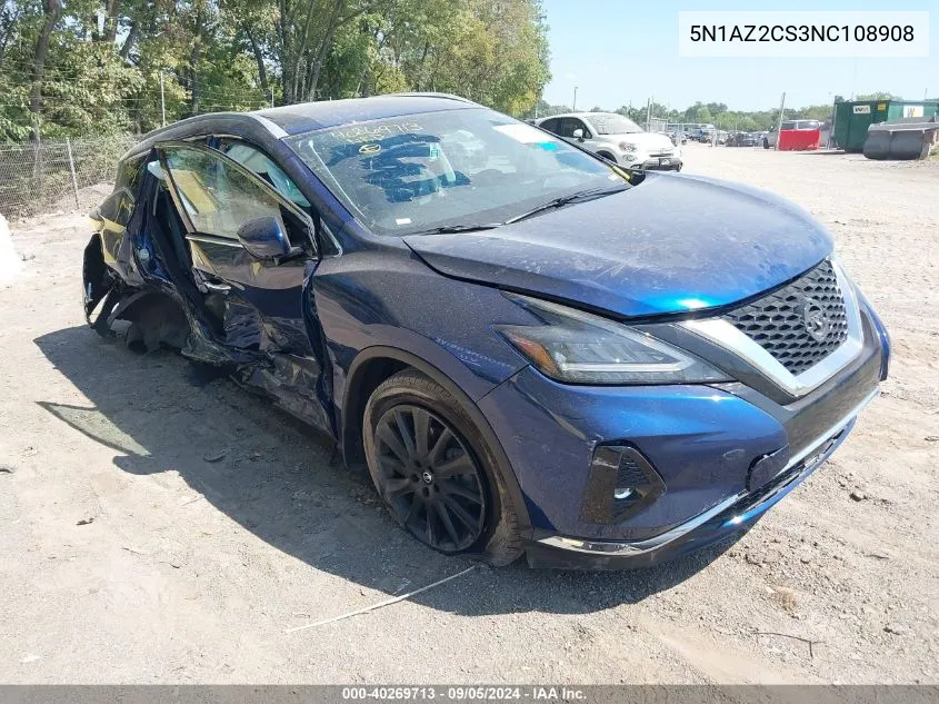 2022 Nissan Murano Sl VIN: 5N1AZ2CS3NC108908 Lot: 40269713