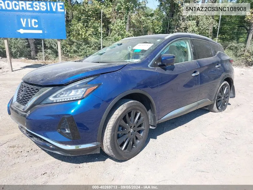 2022 Nissan Murano Sl VIN: 5N1AZ2CS3NC108908 Lot: 40269713