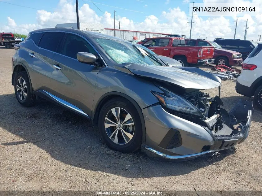 2022 Nissan Murano S Fwd VIN: 5N1AZ2AJ5NC109164 Lot: 40374143