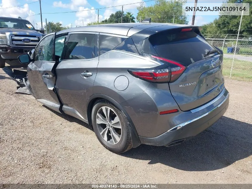 2022 Nissan Murano S Fwd VIN: 5N1AZ2AJ5NC109164 Lot: 40374143