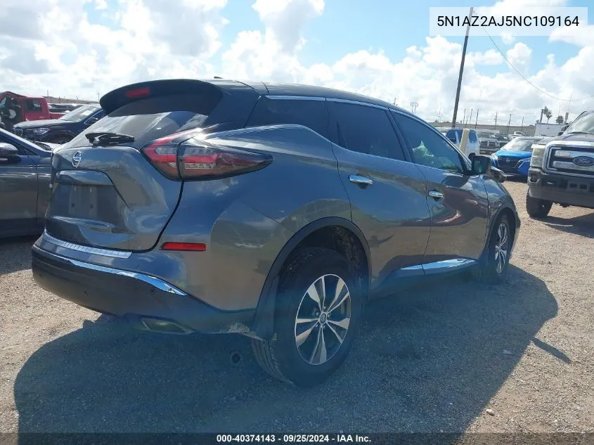 2022 Nissan Murano S Fwd VIN: 5N1AZ2AJ5NC109164 Lot: 40374143