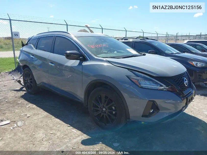 2022 Nissan Murano Sv Fwd VIN: 5N1AZ2BJ0NC125156 Lot: 40430305