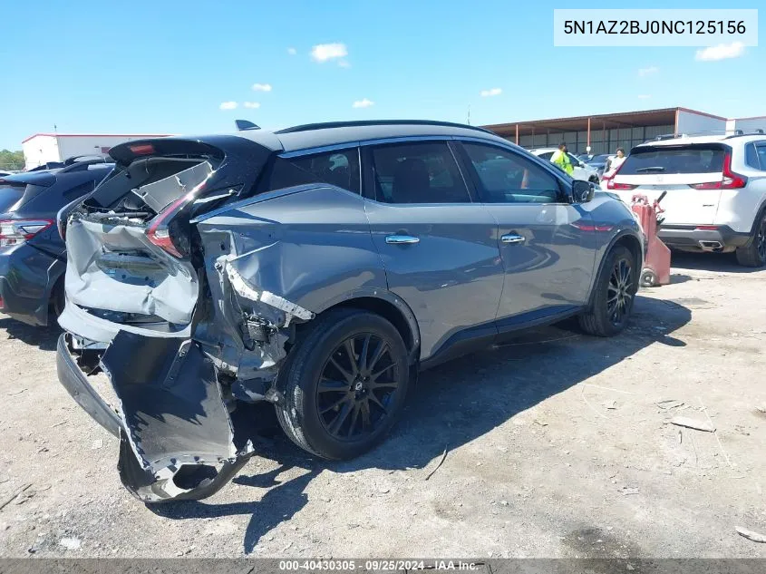 2022 Nissan Murano Sv Fwd VIN: 5N1AZ2BJ0NC125156 Lot: 40430305