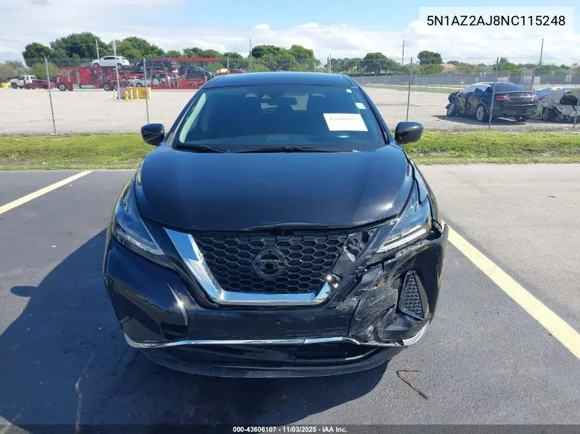 5N1AZ2AJ8NC115248 2022 Nissan Murano S Fwd