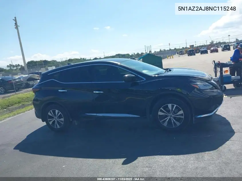 5N1AZ2AJ8NC115248 2022 Nissan Murano S Fwd
