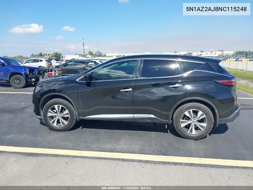 5N1AZ2AJ8NC115248 2022 Nissan Murano S Fwd