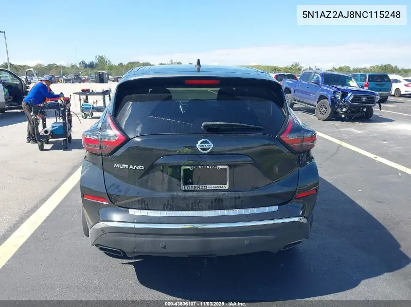 5N1AZ2AJ8NC115248 2022 Nissan Murano S Fwd