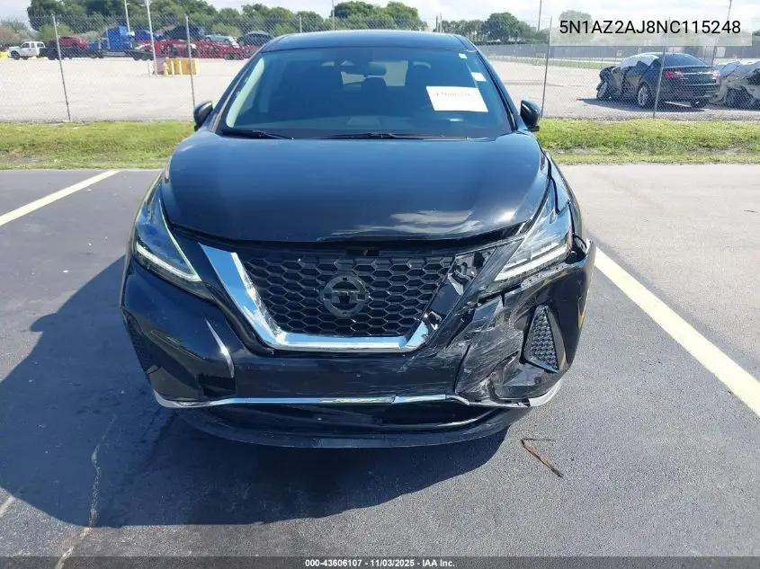5N1AZ2AJ8NC115248 2022 Nissan Murano S Fwd
