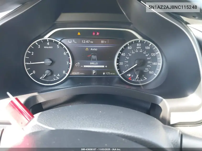 5N1AZ2AJ8NC115248 2022 Nissan Murano S Fwd