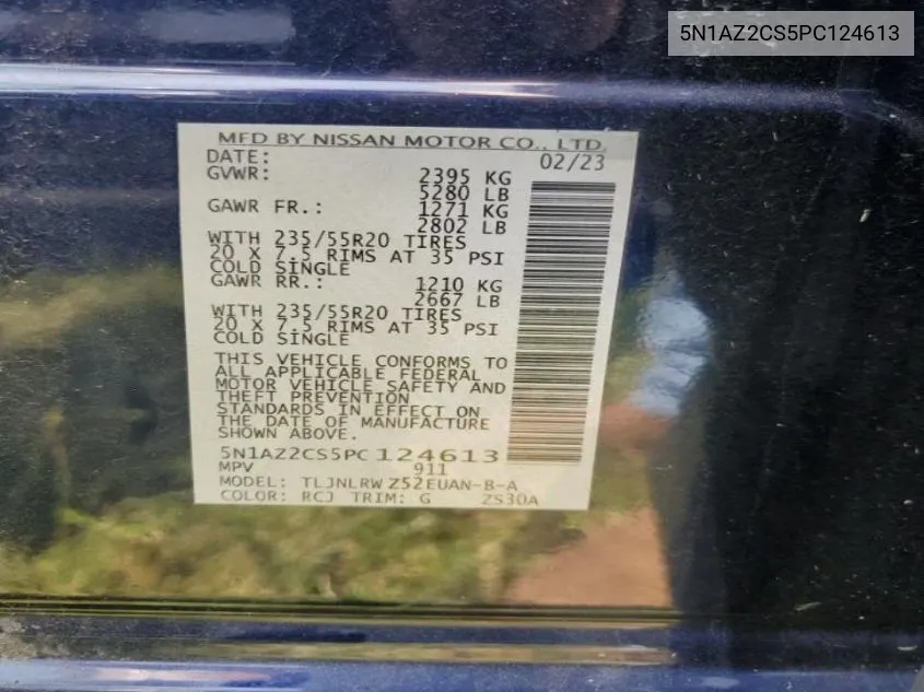 5N1AZ2CS5PC124613 2023 Nissan Murano Sl