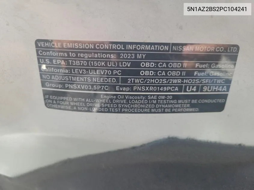 5N1AZ2BS2PC104241 2023 Nissan Murano Sv