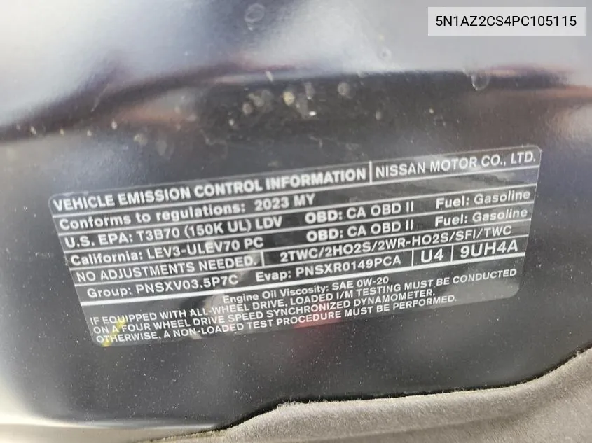 5N1AZ2CS4PC105115 2023 Nissan Murano Sl