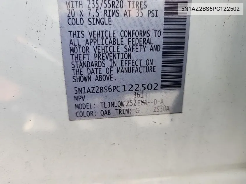 5N1AZ2BS6PC122502 2023 Nissan Murano Sv