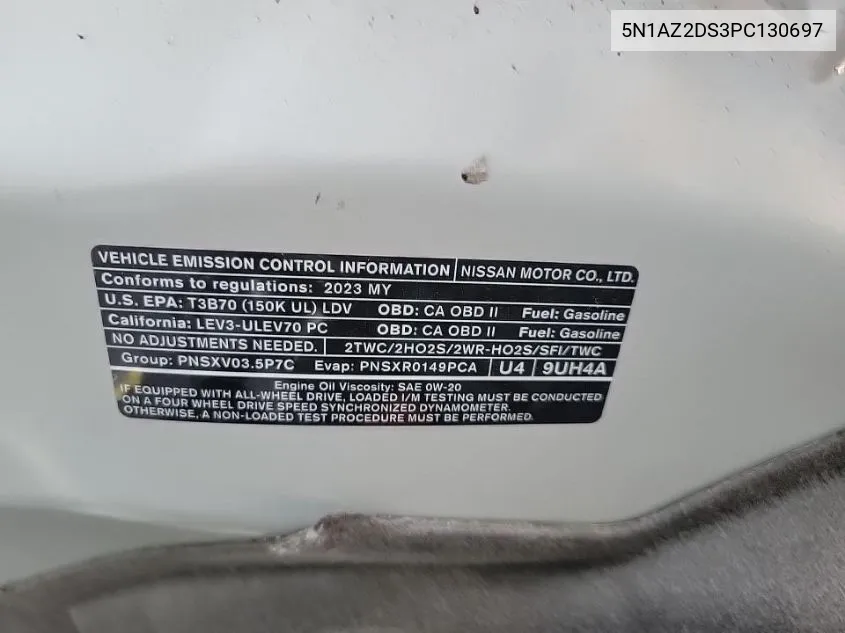 5N1AZ2DS3PC130697 2023 Nissan Murano Platinum