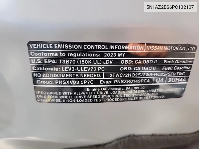 5N1AZ2BS6PC132107 2023 Nissan Murano Sv