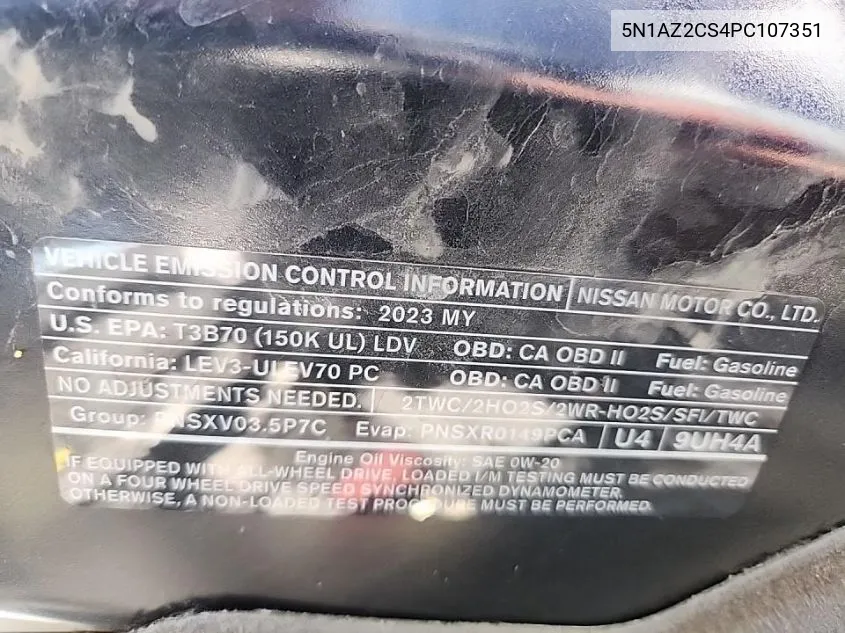 5N1AZ2CS4PC107351 2023 Nissan Murano Sl