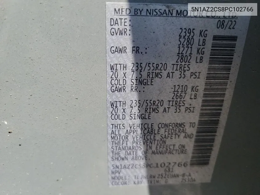 5N1AZ2CS8PC102766 2023 Nissan Murano Sl