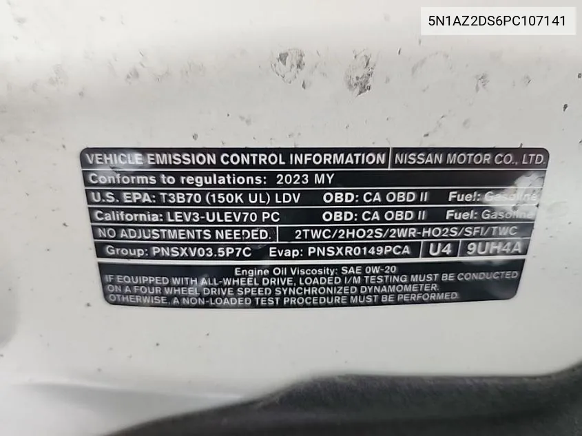 5N1AZ2DS6PC107141 2023 Nissan Murano Platinum