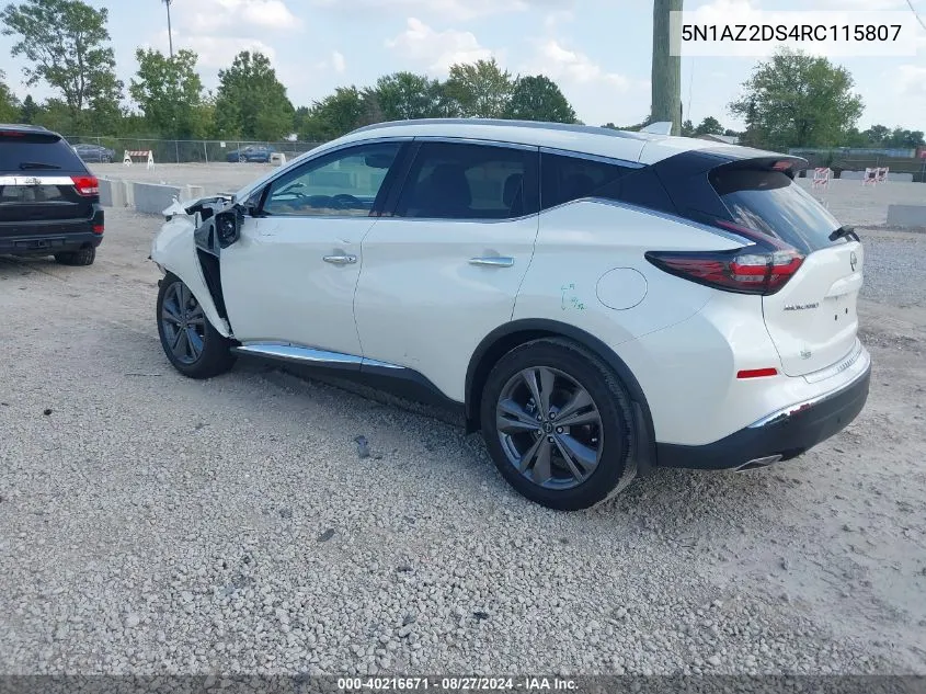 2024 Nissan Murano Platinum Intelligent Awd VIN: 5N1AZ2DS4RC115807 Lot: 40216671