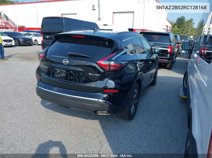 2024 Nissan Murano Sv Intelligent Awd VIN: 5N1AZ2BS2RC128168 Lot: 40223298