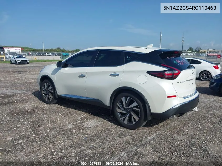 2024 Nissan Murano Sl VIN: 5N1AZ2CS4RC110463 Lot: 40276331