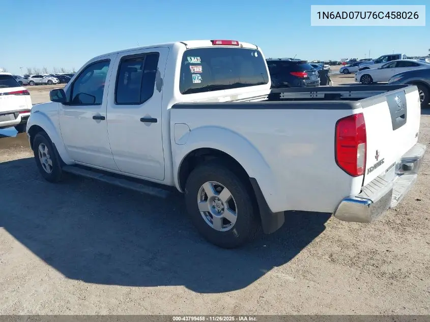 1N6AD07U76C458026 2006 Nissan Frontier Se