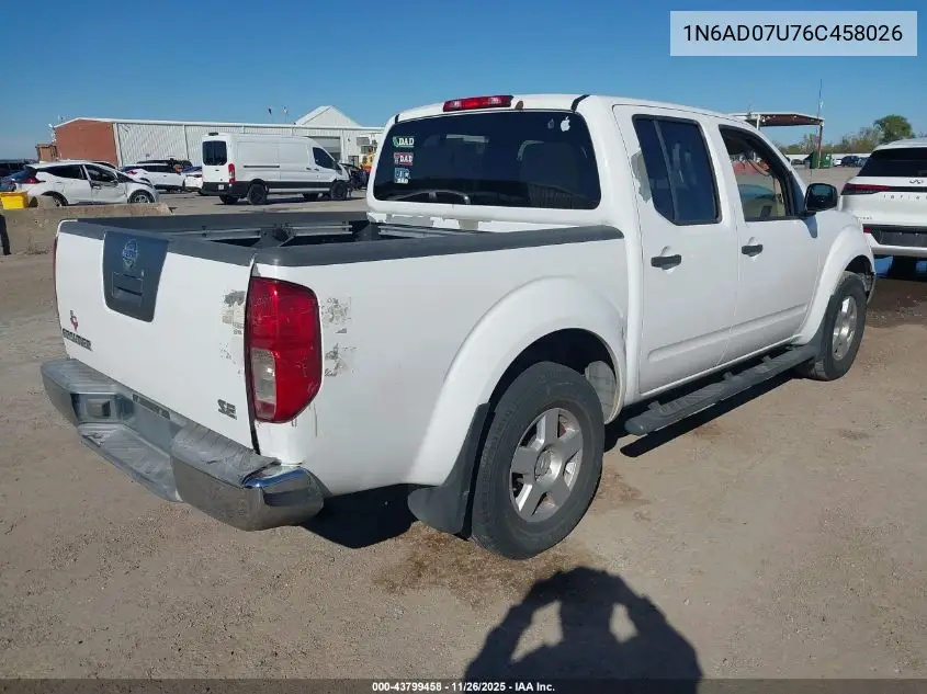 1N6AD07U76C458026 2006 Nissan Frontier Se